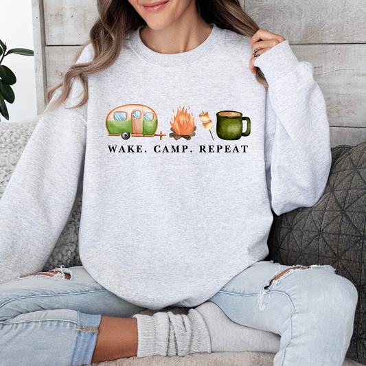 Wake. Camp. Repeat. Crewneck Sweatshirt