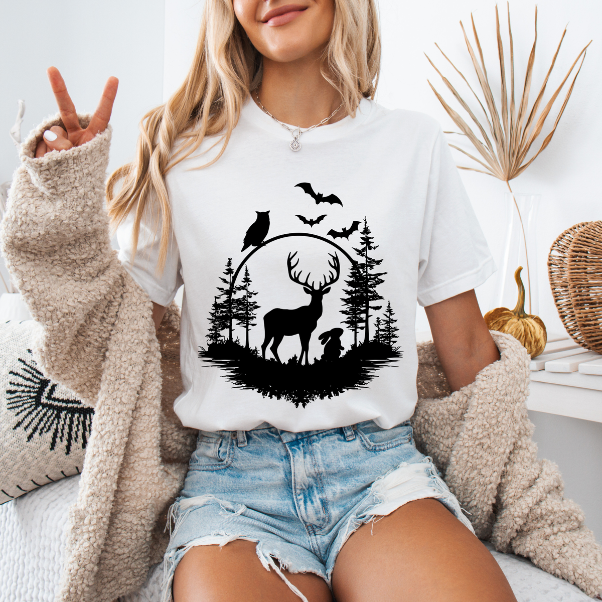 Forest Night Life Silhouette T-Shirt