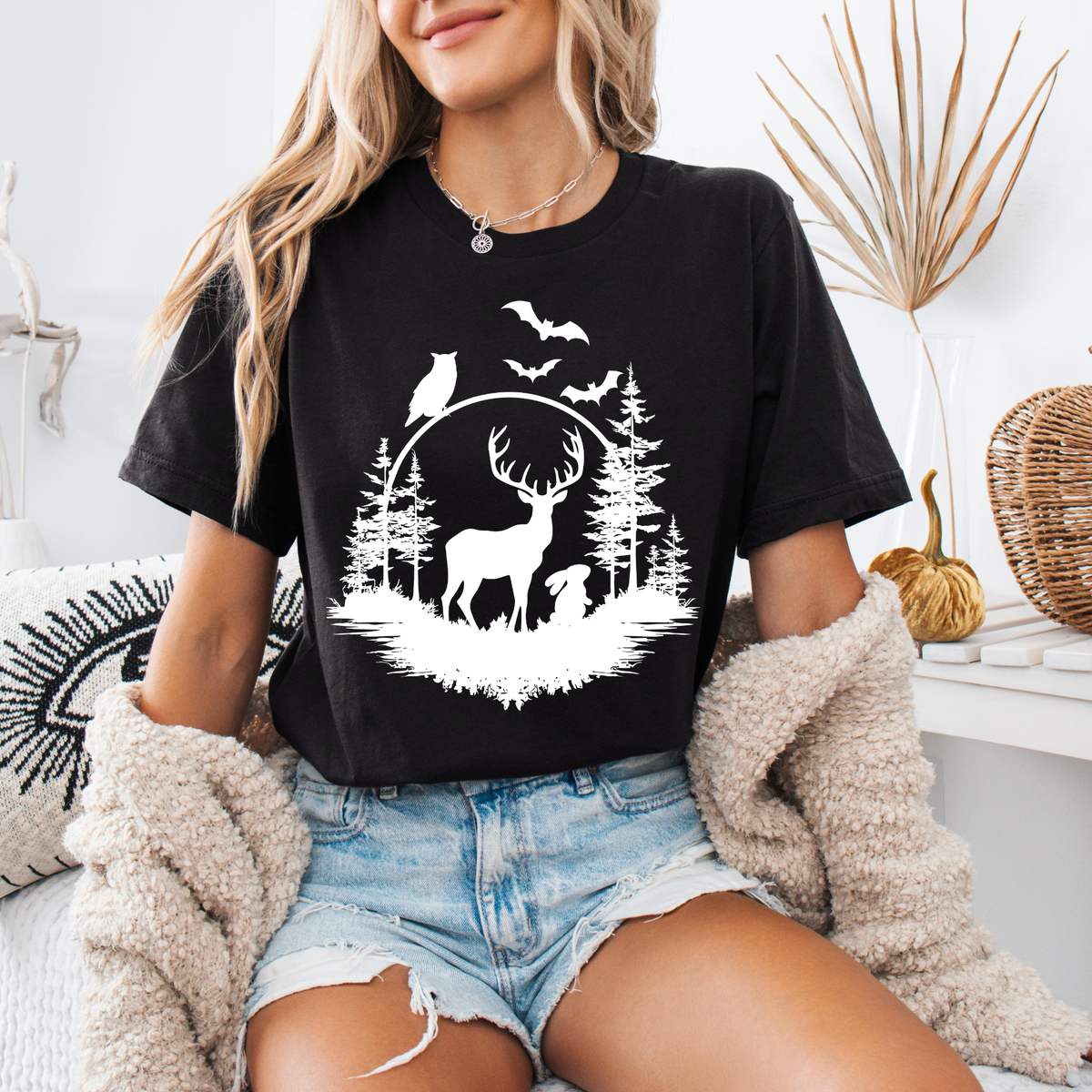Forest Night Life Silhouette T-Shirt