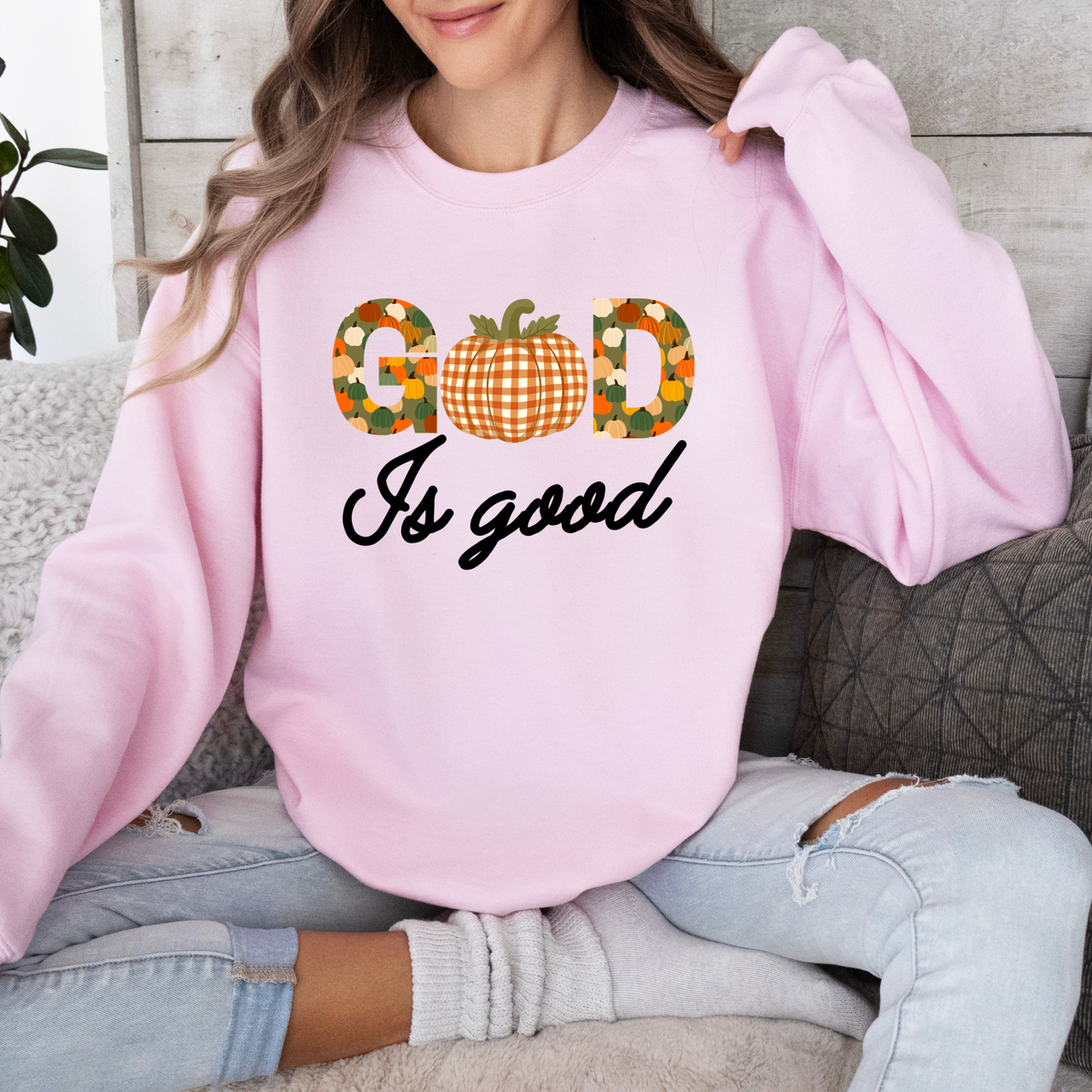 "God Is Good" Pumpkin Fall Sweatshirt