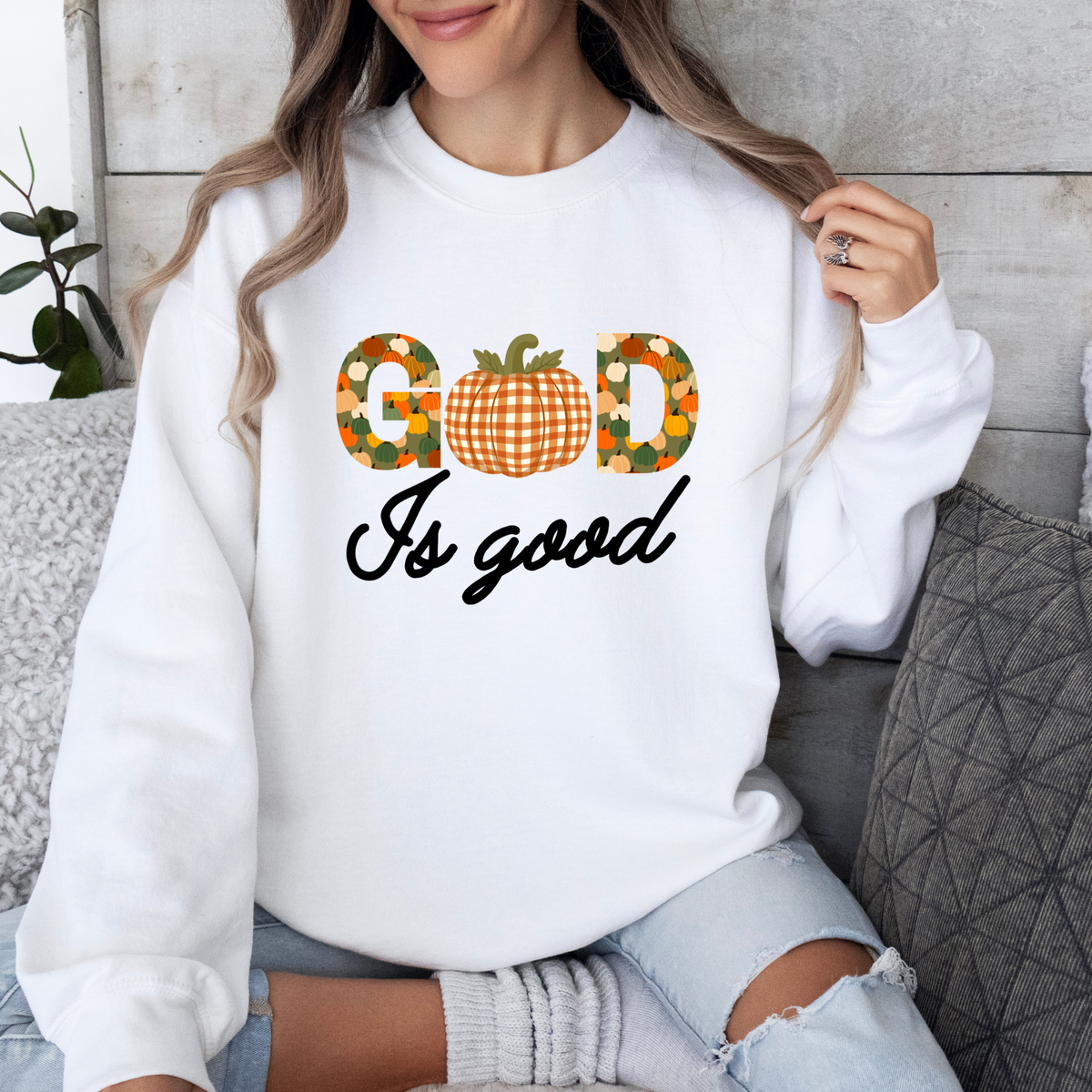 "God Is Good" Pumpkin Fall Sweatshirt
