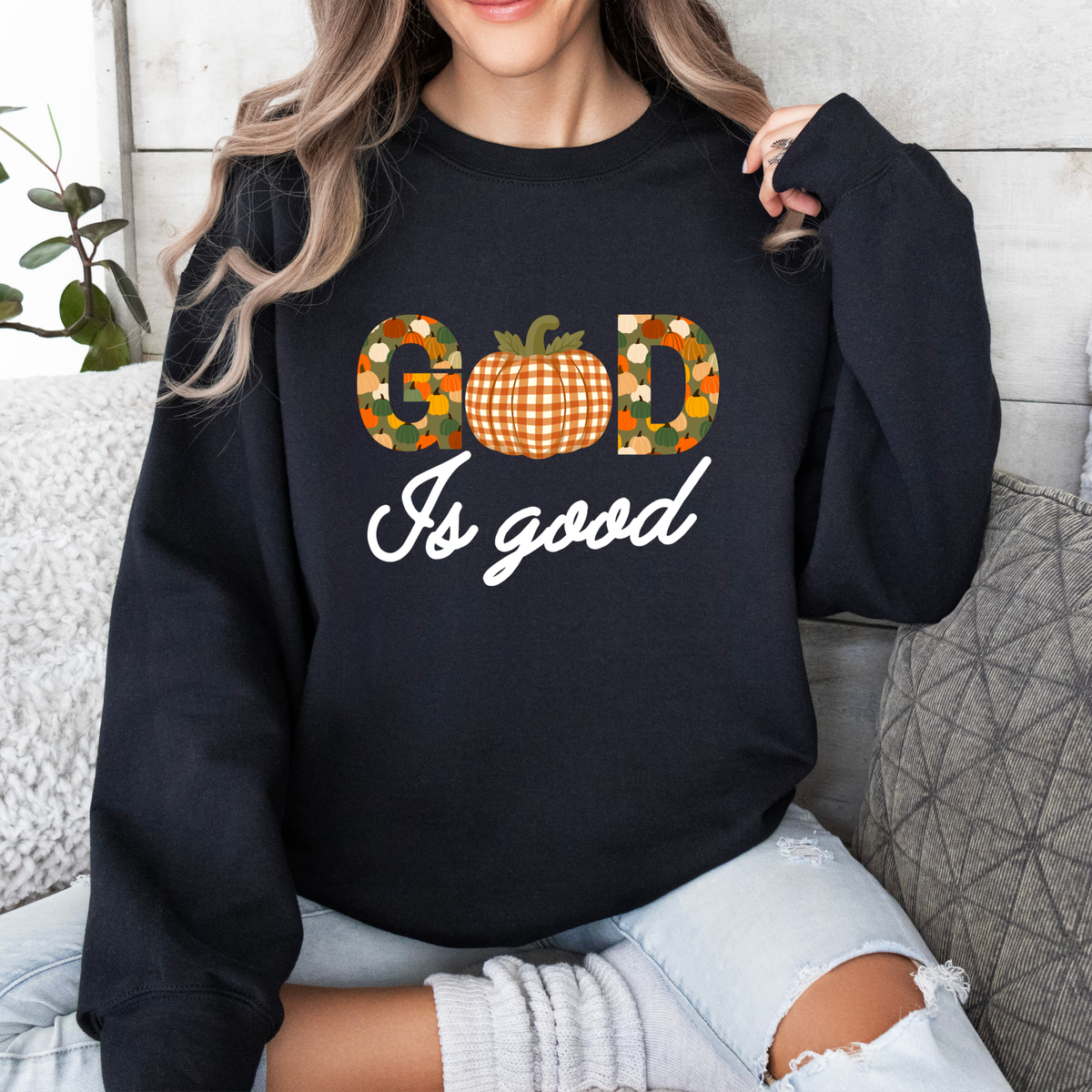 "God Is Good" Pumpkin Fall Sweatshirt