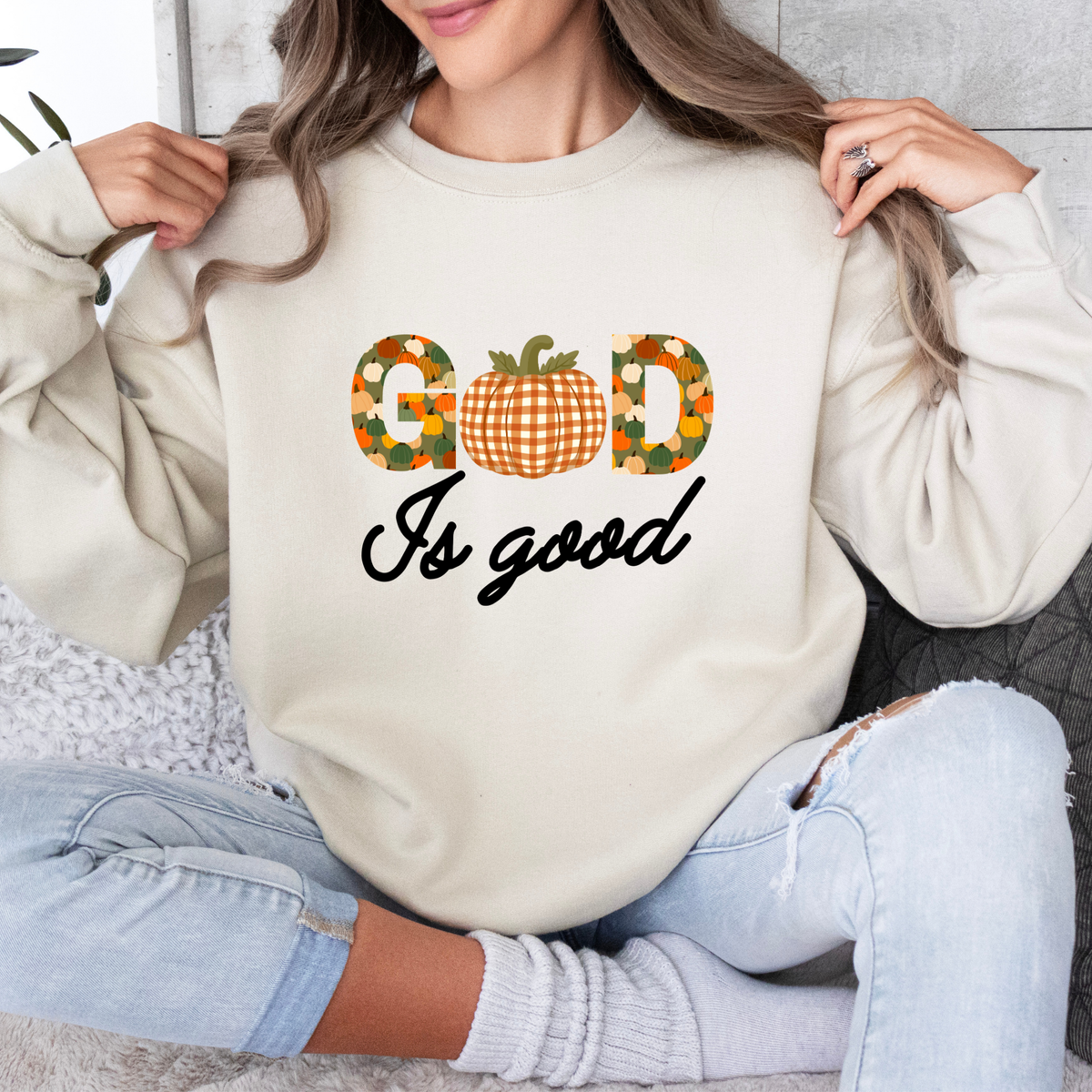 "God Is Good" Pumpkin Fall Sweatshirt