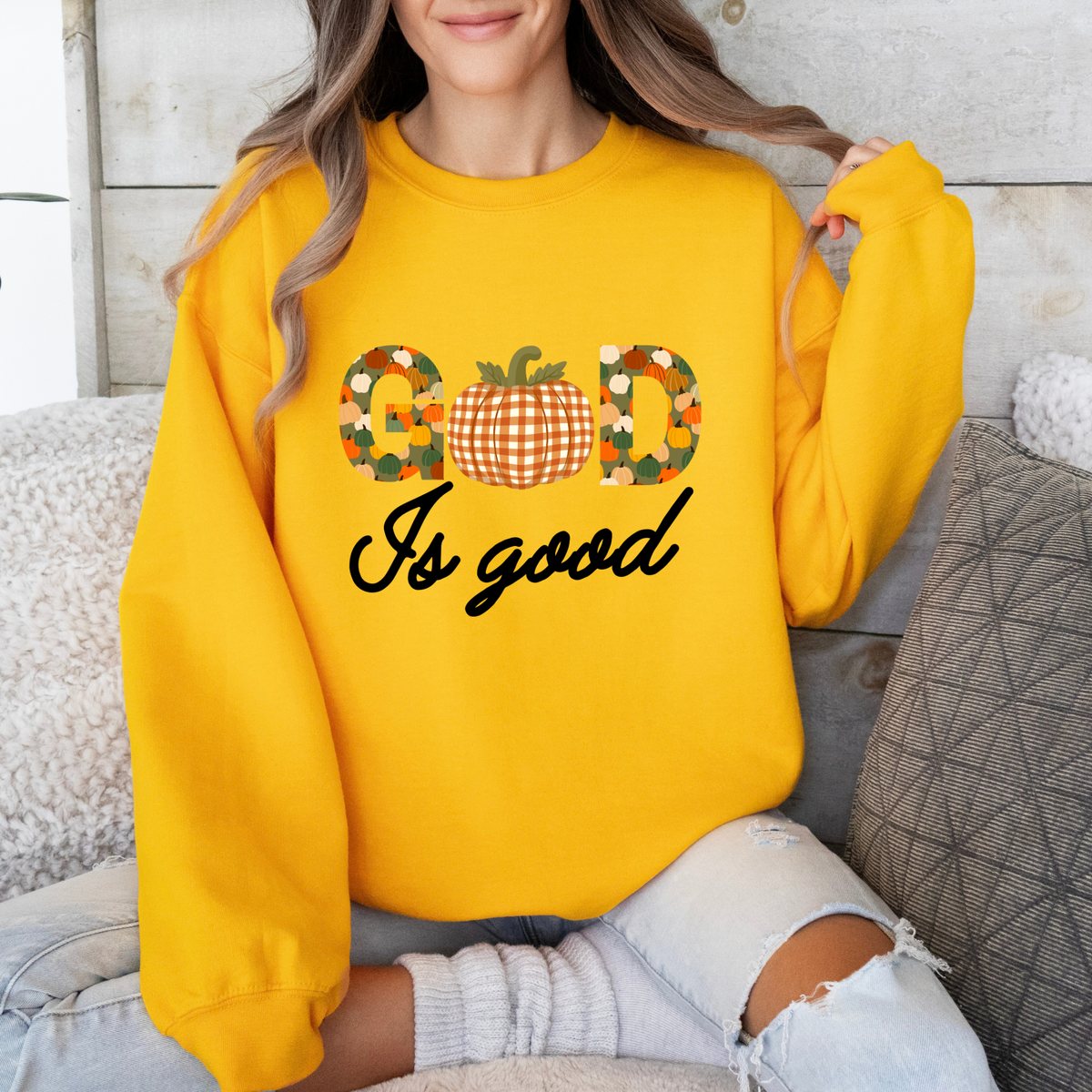 "God Is Good" Pumpkin Fall Sweatshirt