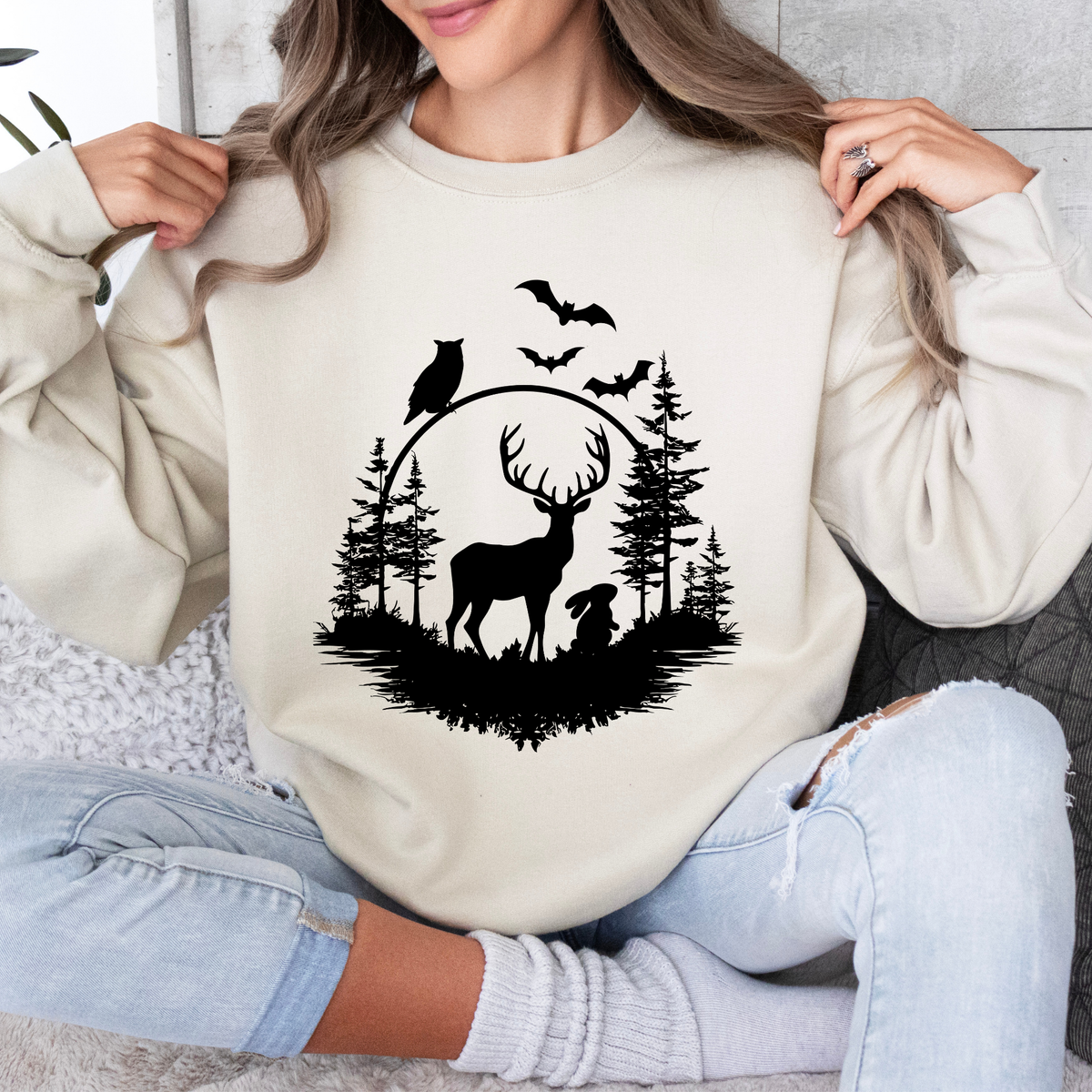 Deer Forest Silhouette Sweatshirt