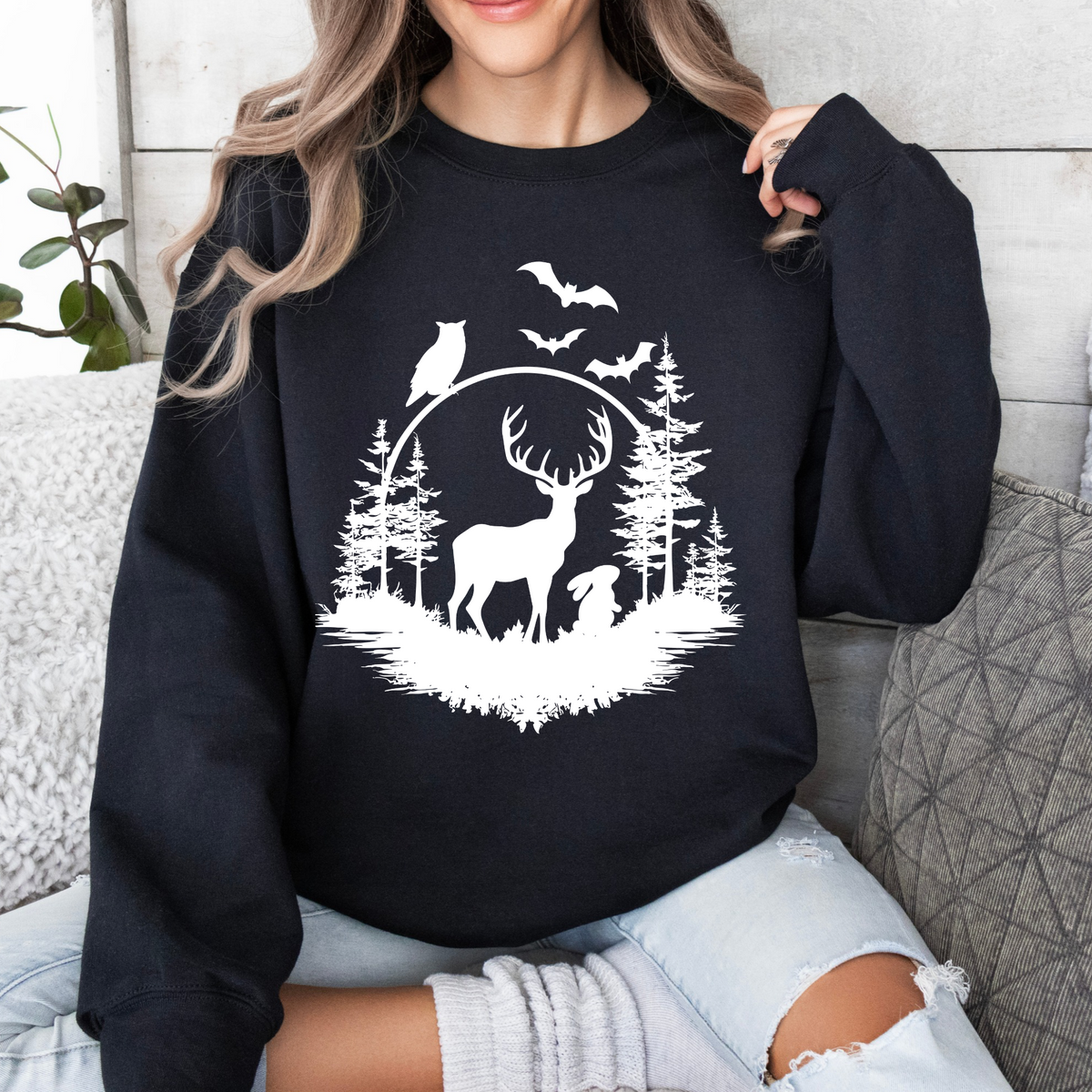 Deer Forest Silhouette Sweatshirt