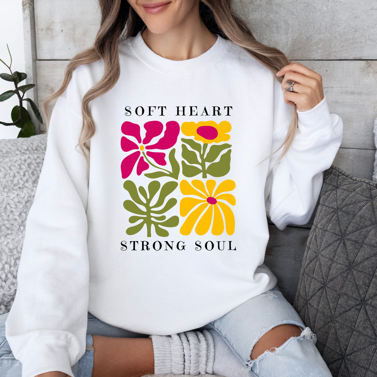 Floral 'Soft Heart, Strong Soul' Sweatshirt
