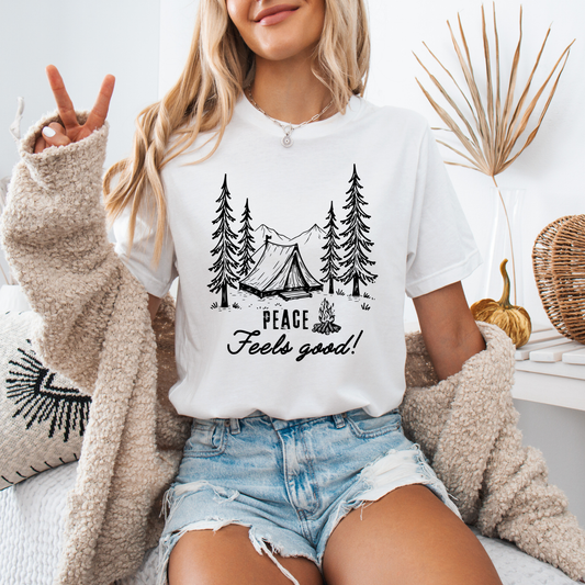 Peace Feels Good Camping T-Shirt