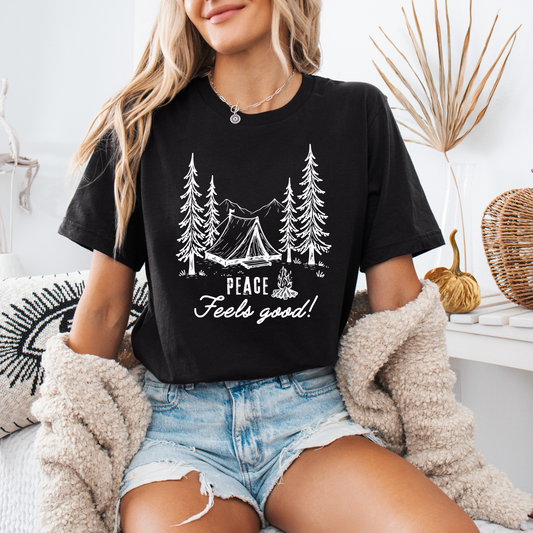 Peace Feels Good Camping T-Shirt