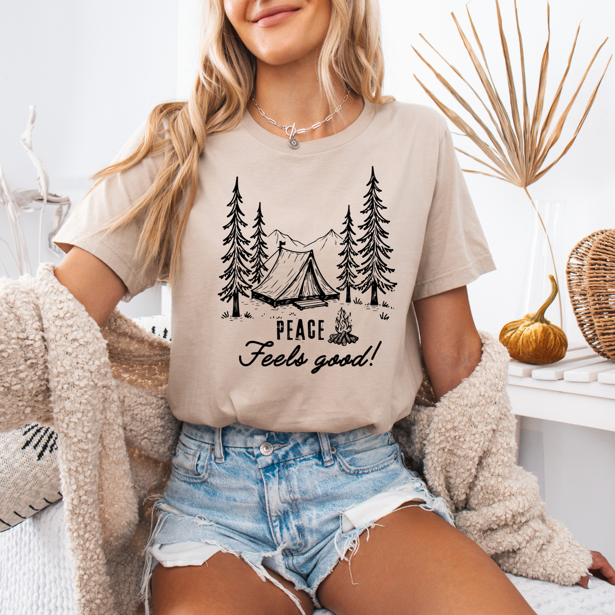 Peace Feels Good Camping T-Shirt